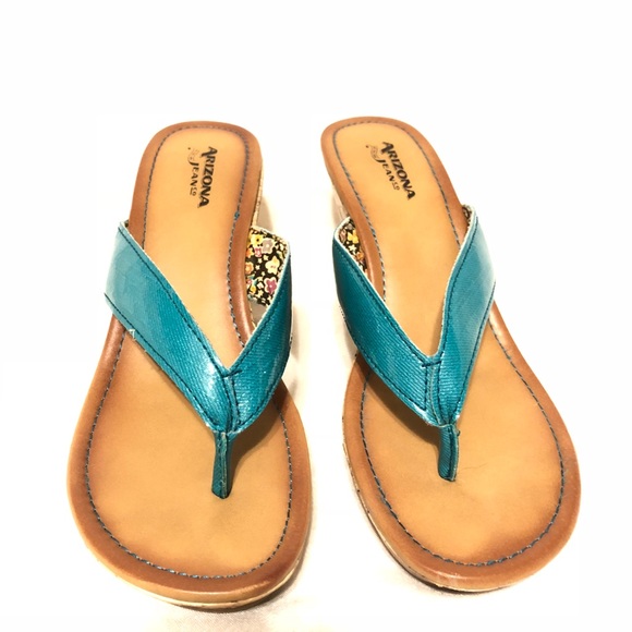 Arizona Jean Company Turquoise Floral Wedge - Picture 2 of 5